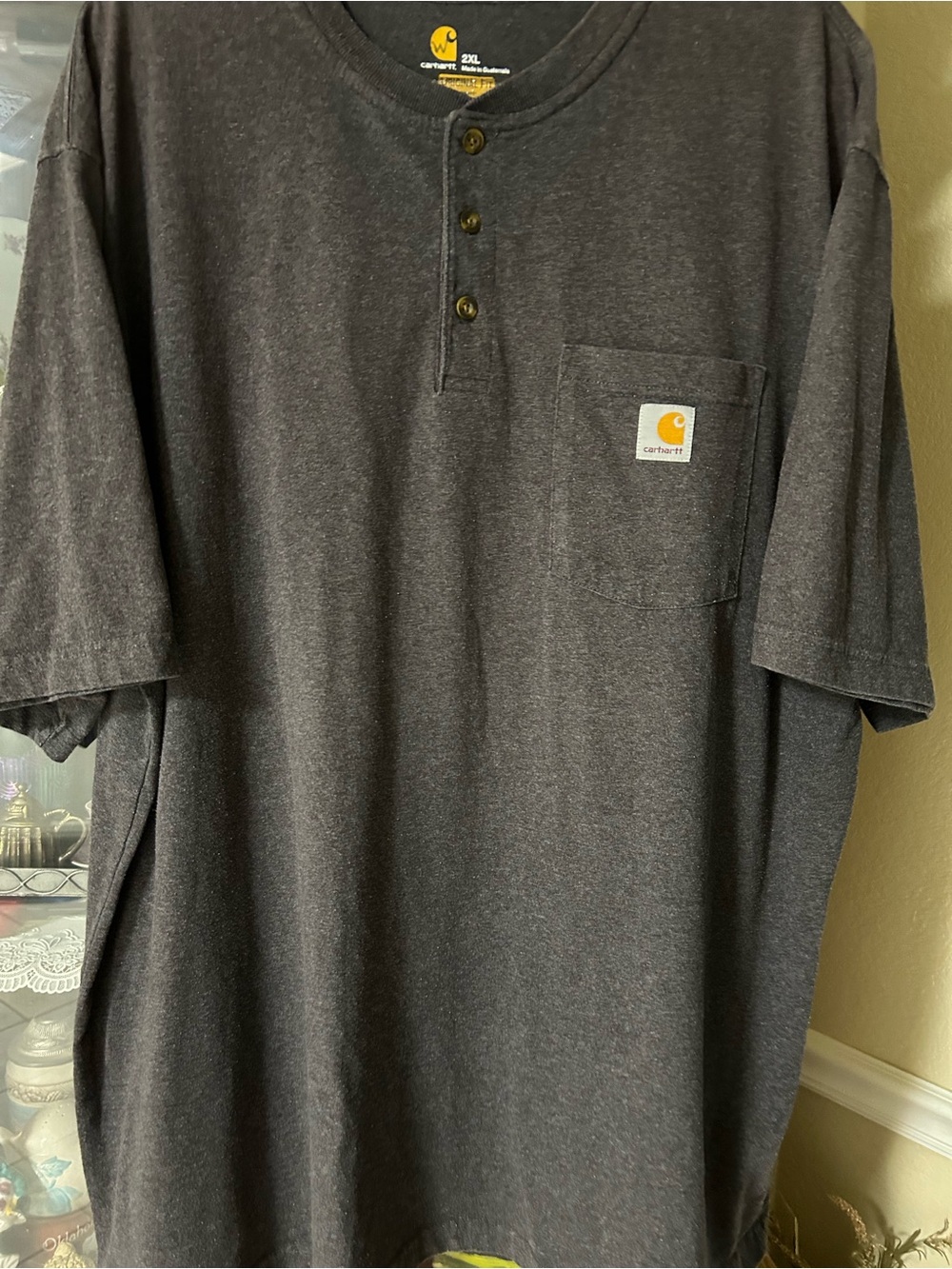 Carhartt Dark Charcoal Henley Pocket Short Sleeve Tee